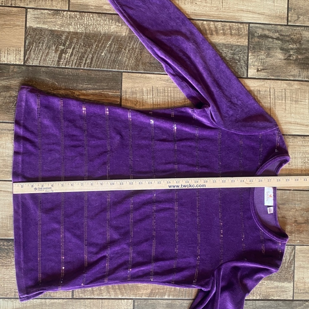Quacker Factory Rich Purple Velvet Top - Picture 7 of 11